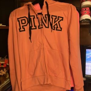 NWT Victoria Secret pink pale orange zip up sweatsuit